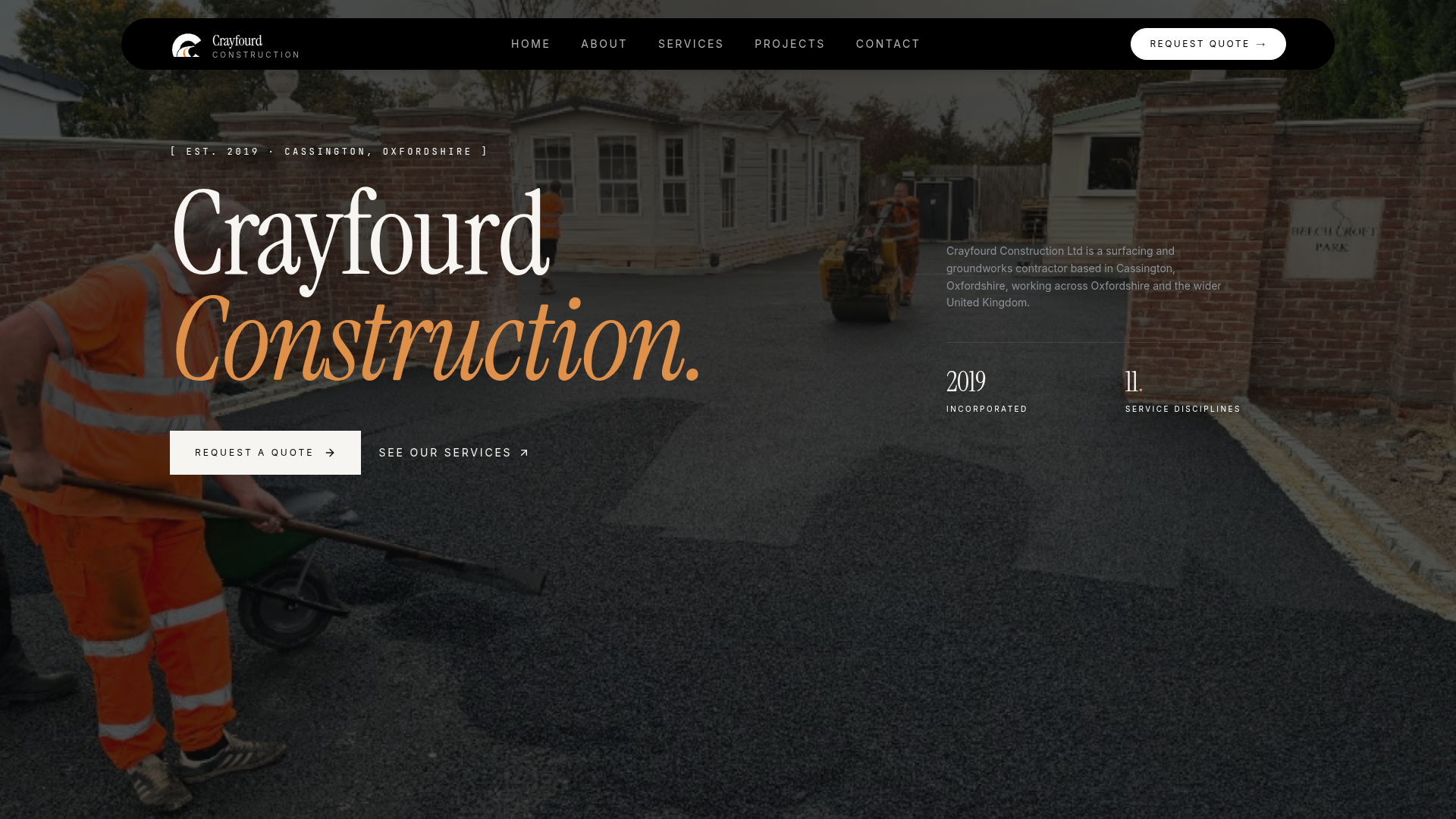 Crayfourd Construction website preview
